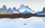 中式抽象立体浮雕油画山水背景墙