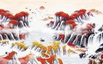 中国风山水国画背景墙