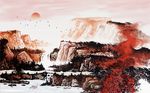 中国风山水画背景墙