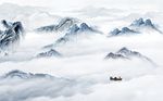 新中式水墨抽象山水背景墙