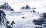 中式山水水墨抽象山水背景墙