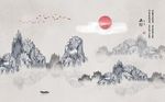 中国风意境水墨山水背景墙