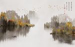 中式水墨山水背景墙