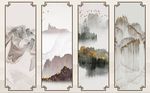 中式抽象水墨烟雾山水背景墙