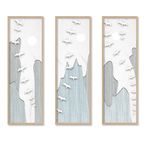 中式淡雅纹理山水飞鸟装饰画