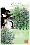 中国风淡彩水墨江南风景装饰画