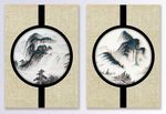 中国风浮雕水墨山水钉子装饰画