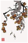 手绘民俗水墨植物创意装饰画