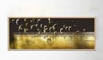 抽象黑金质感抽象山水飞鸟装饰画