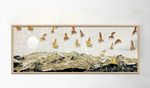 金箔黑金浮雕山峰山水装饰画