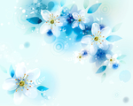 手绘蓝色花水彩画玄关屏风背景底