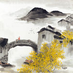 禅意 山水画 中国风 水墨画