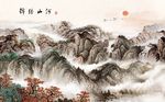 中式锦绣山河风景背景墙