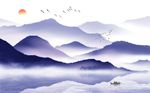 唯美水墨山水风景背景墙