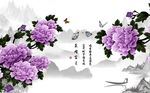 中式花开富贵牡丹国画背景墙