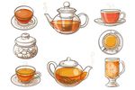 矢量手绘玻璃茶具