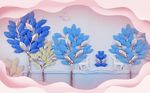 北欧简约浮雕立体发财树背景墙