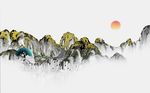 意境新中式山水国画水墨背景墙