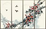 清新大气中国风花枝背景墙