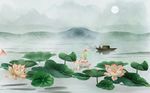 现代简约荷塘风景背景墙