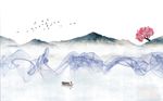 中式意境水墨山水背景墙