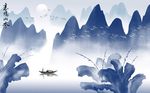中式秀丽山水背景墙
