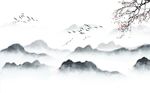 意境清新山水飞鸟背景墙