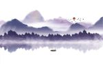 意境唯美水墨山水背景墙