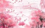 唯美十里桃花背景墙