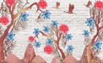 现代花朵树枝背景墙