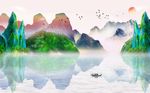 中式唯美风景山水背景墙