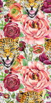 手绘水彩花卉豹纹服装印花图案