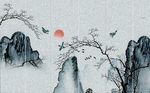 中式山水背景墙