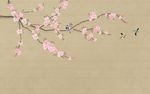 工笔画桃花鸟新中式花鸟壁纸
