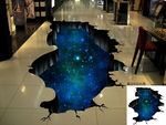 高清3D立体蓝色星空地贴地画