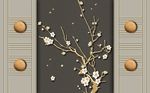 浮雕花树花朵拼接背景墙