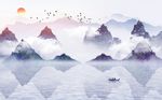 唯美意境水墨山水风景背景墙