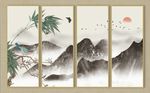 抽象意境禅意水墨山水背景墙