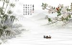 古式风景花卉背景墙