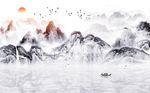 中国风水墨山水风景背景墙