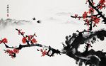 现代简约红梅报春背景墙