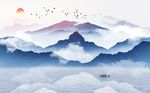 水墨意境山水风景背景墙