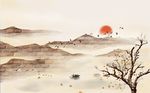 山水风景背景墙
