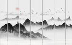 淡雅水墨意境山水背景墙