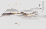 水墨山水麋鹿背景墙