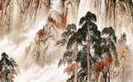 中式山河国画背景墙