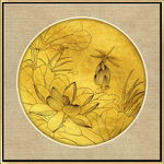 新中式金线荷花装饰画