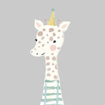 卡通动物可爱手绘长颈鹿印花