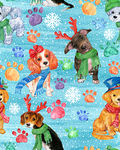 手绘圣诞可爱狗可爱脚印雪花图案