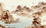 中国风山水国画背景墙